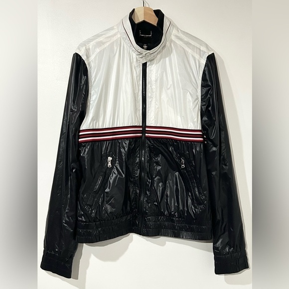 Dolce & Gabbana Track Light Nylon Bomber Jacket Racer Stripe Black White IT 54 - Picture 1 of 10